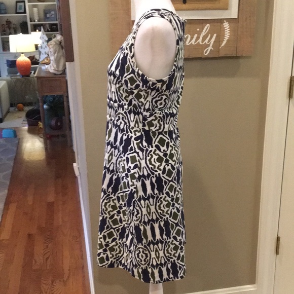 Jude Connally Navy and Olive Green Ikat Sleeveless Shift Dress - Picture 5 of 8